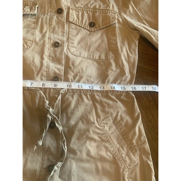 Love Tree Free People Canvas Cargo Coat Womens Small Cream Hooded Utility Jacket - Picture 11 of 14